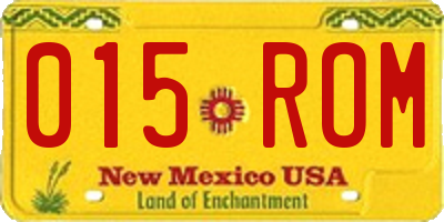 NM license plate 015ROM