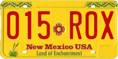 NM license plate 015ROX