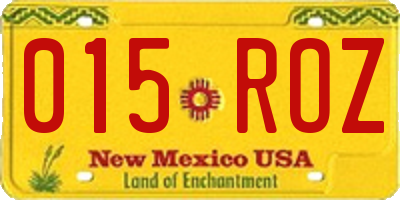NM license plate 015ROZ