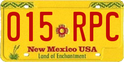 NM license plate 015RPC