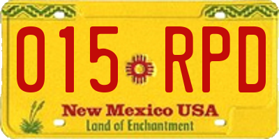 NM license plate 015RPD