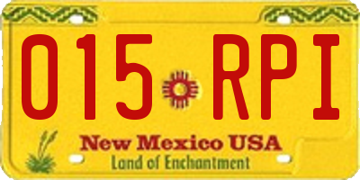 NM license plate 015RPI
