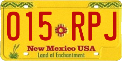 NM license plate 015RPJ