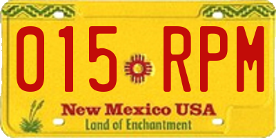 NM license plate 015RPM