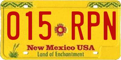 NM license plate 015RPN