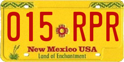 NM license plate 015RPR