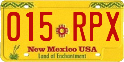NM license plate 015RPX