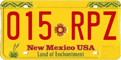 NM license plate 015RPZ