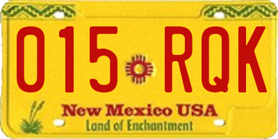 NM license plate 015RQK