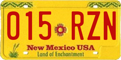 NM license plate 015RZN