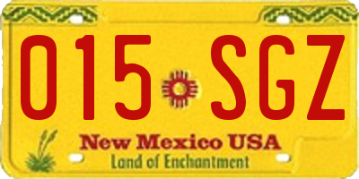 NM license plate 015SGZ
