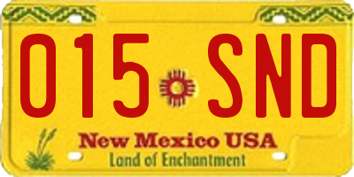 NM license plate 015SND
