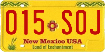 NM license plate 015SOJ