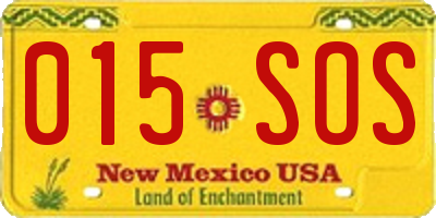 NM license plate 015SOS