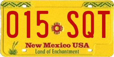 NM license plate 015SQT