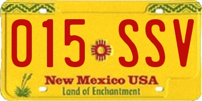 NM license plate 015SSV