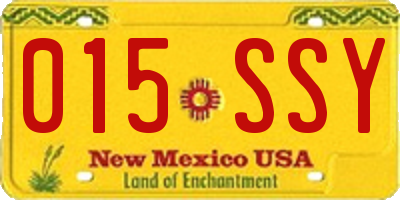 NM license plate 015SSY