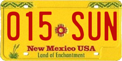 NM license plate 015SUN