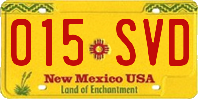 NM license plate 015SVD