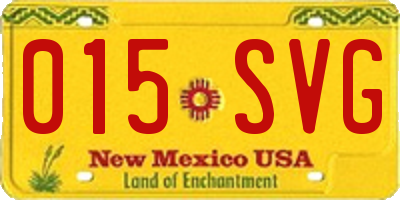 NM license plate 015SVG