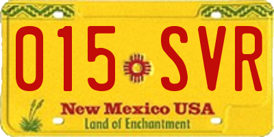 NM license plate 015SVR