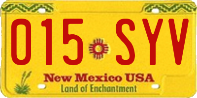 NM license plate 015SYV