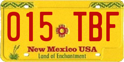 NM license plate 015TBF