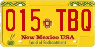 NM license plate 015TBQ