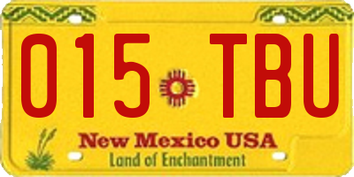 NM license plate 015TBU