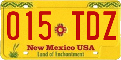 NM license plate 015TDZ