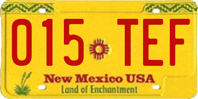 NM license plate 015TEF