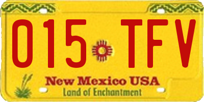 NM license plate 015TFV