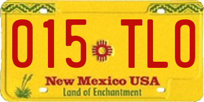 NM license plate 015TLO
