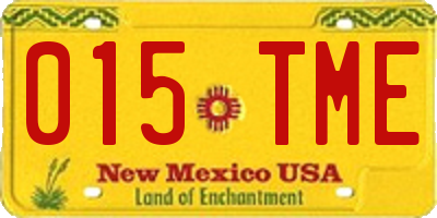 NM license plate 015TME