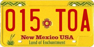 NM license plate 015TOA