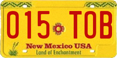 NM license plate 015TOB