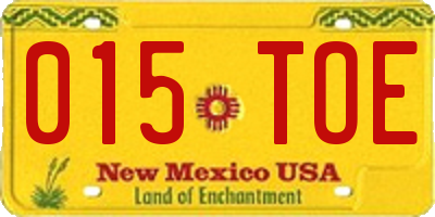 NM license plate 015TOE