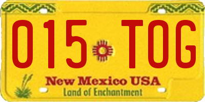 NM license plate 015TOG