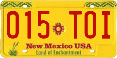 NM license plate 015TOI