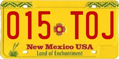 NM license plate 015TOJ