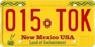 NM license plate 015TOK