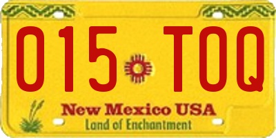 NM license plate 015TOQ