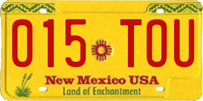 NM license plate 015TOU