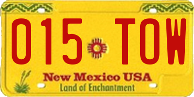 NM license plate 015TOW