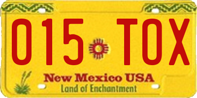NM license plate 015TOX