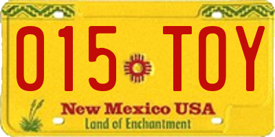 NM license plate 015TOY