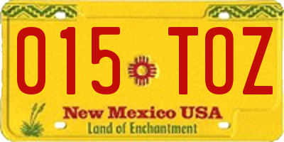 NM license plate 015TOZ