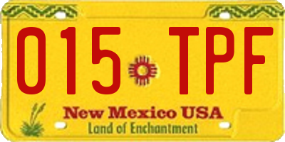 NM license plate 015TPF