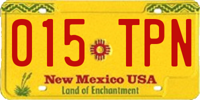 NM license plate 015TPN