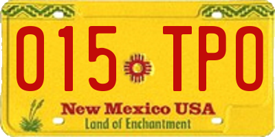 NM license plate 015TPO